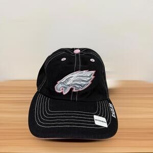 Philadelphia Eagles NFL Football Hat Black Pink Trim Adjustable Strapback Women